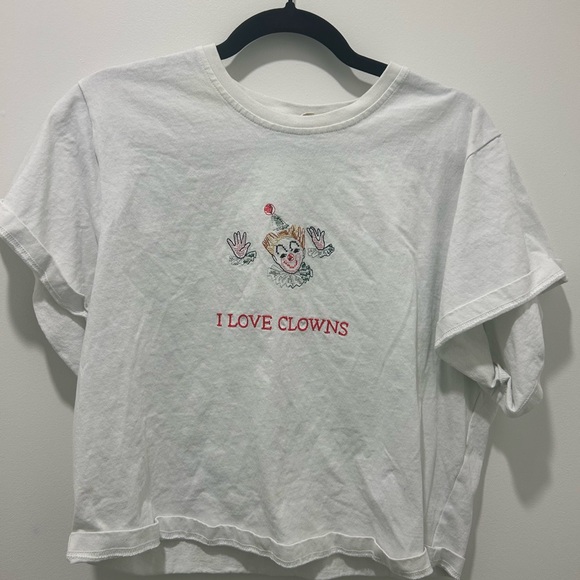 Fashion Brand Company Tops - Fashion Brand Company White T-Shirt with Clown Embroidery